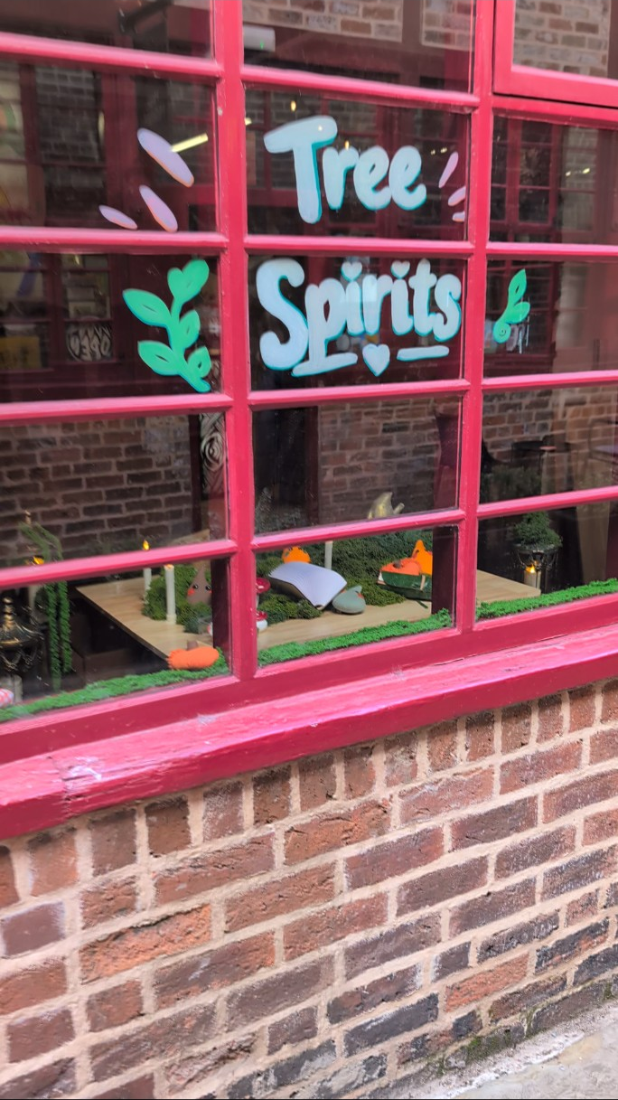 The Tree Spirits window at Leah’s Yard.
